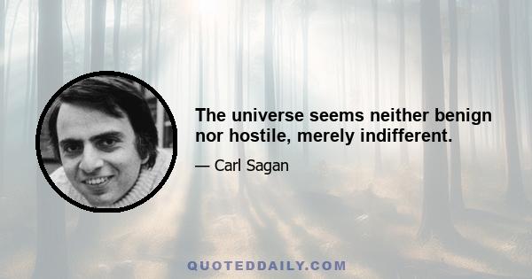 The universe seems neither benign nor hostile, merely indifferent.