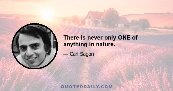 There is never only ONE of anything in nature.