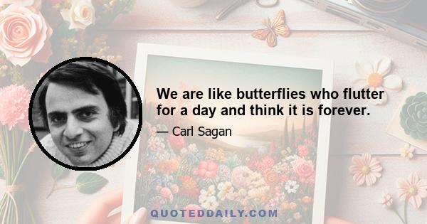 We are like butterflies who flutter for a day and think it is forever.