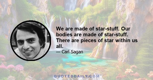 We are made of star-stuff. Our bodies are made of star-stuff. There are pieces of star within us all.