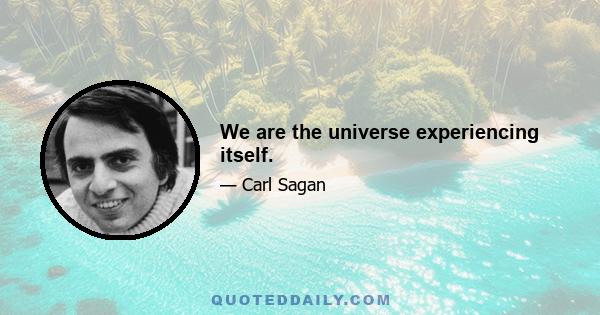 We are the universe experiencing itself.