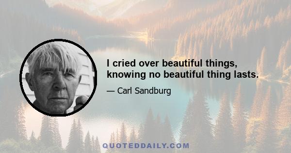 I cried over beautiful things, knowing no beautiful thing lasts.