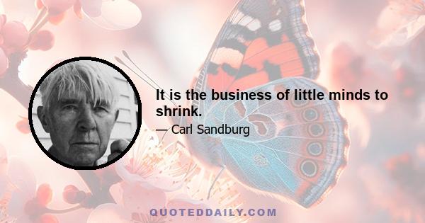 It is the business of little minds to shrink.