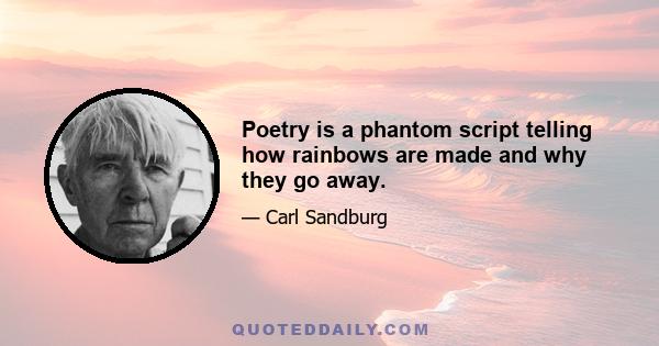 Poetry is a phantom script telling how rainbows are made and why they go away.