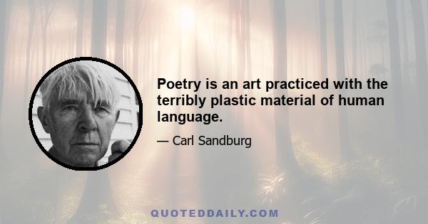 Poetry is an art practiced with the terribly plastic material of human language.