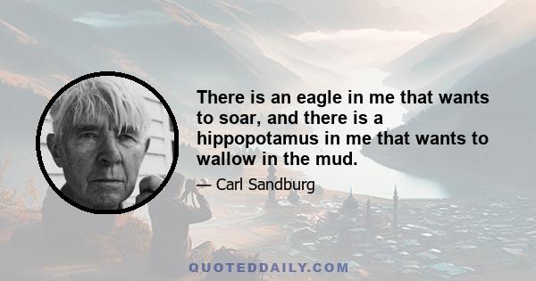 There is an eagle in me that wants to soar, and there is a hippopotamus in me that wants to wallow in the mud.