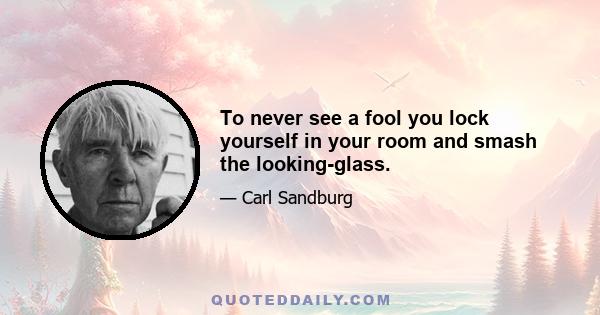 To never see a fool you lock yourself in your room and smash the looking-glass.