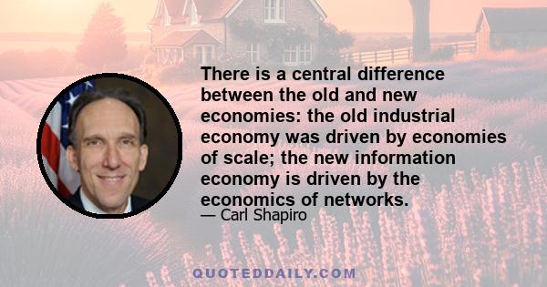 There is a central difference between the old and new economies: the old industrial economy was driven by economies of scale; the new information economy is driven by the economics of networks.