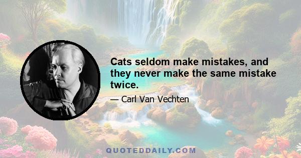 Cats seldom make mistakes, and they never make the same mistake twice.