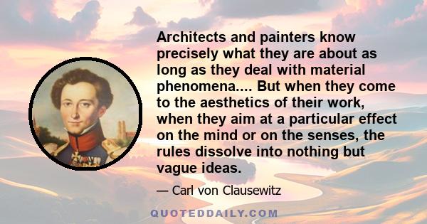 Architects and painters know precisely what they are about as long as they deal with material phenomena.... But when they come to the aesthetics of their work, when they aim at a particular effect on the mind or on the