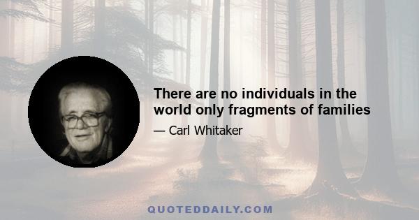 There are no individuals in the world only fragments of families