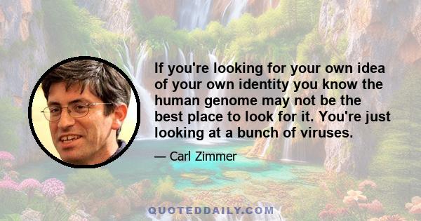 If you're looking for your own idea of your own identity you know the human genome may not be the best place to look for it. You're just looking at a bunch of viruses.