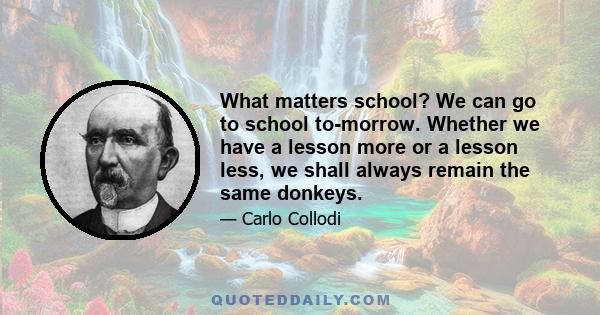 What matters school? We can go to school to-morrow. Whether we have a lesson more or a lesson less, we shall always remain the same donkeys.