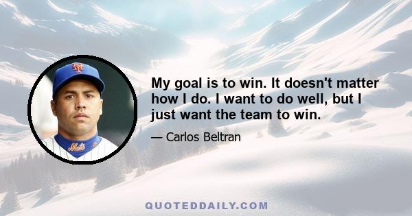 My goal is to win. It doesn't matter how I do. I want to do well, but I just want the team to win.