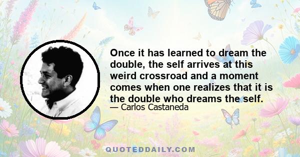 Once it has learned to dream the double, the self arrives at this weird crossroad and a moment comes when one realizes that it is the double who dreams the self.