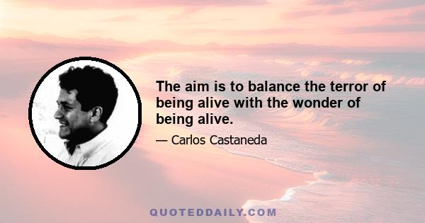 The aim is to balance the terror of being alive with the wonder of being alive.