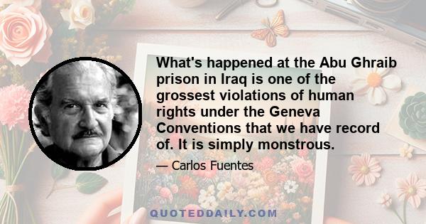 What's happened at the Abu Ghraib prison in Iraq is one of the grossest violations of human rights under the Geneva Conventions that we have record of. It is simply monstrous.