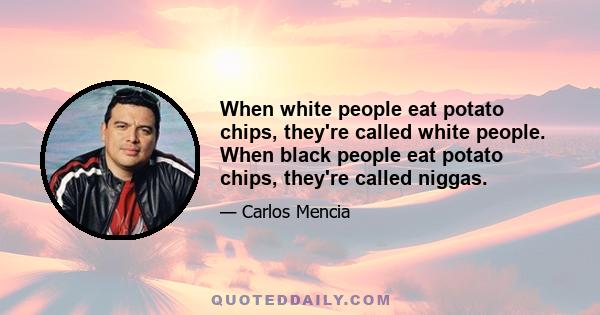 When white people eat potato chips, they're called white people. When black people eat potato chips, they're called niggas.