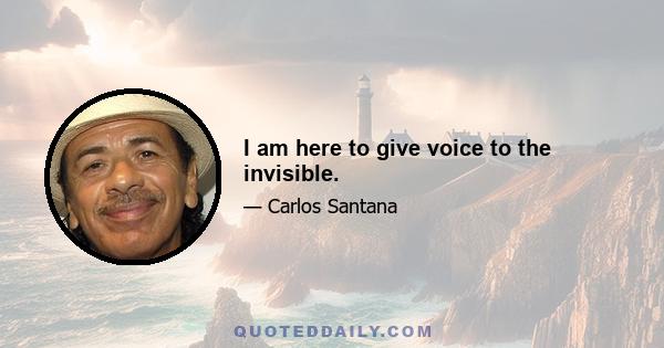 I am here to give voice to the invisible.