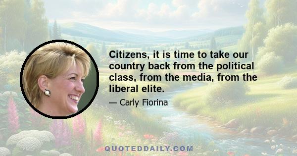 Citizens, it is time to take our country back from the political class, from the media, from the liberal elite.