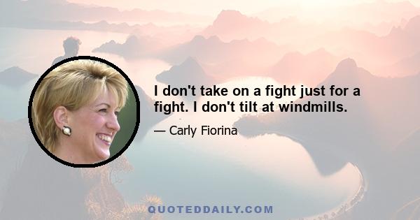 I don't take on a fight just for a fight. I don't tilt at windmills.