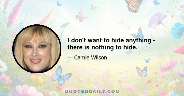 I don't want to hide anything - there is nothing to hide.