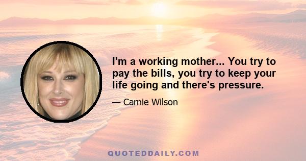 I'm a working mother... You try to pay the bills, you try to keep your life going and there's pressure.