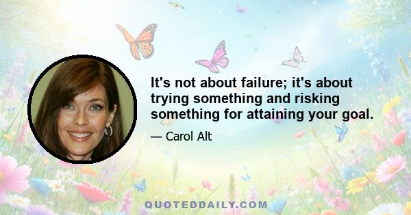 It's not about failure; it's about trying something and risking something for attaining your goal.