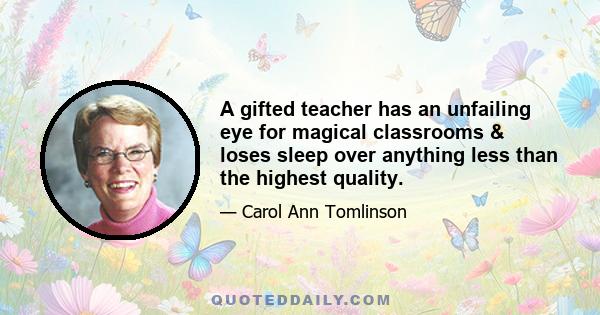 A gifted teacher has an unfailing eye for magical classrooms & loses sleep over anything less than the highest quality.