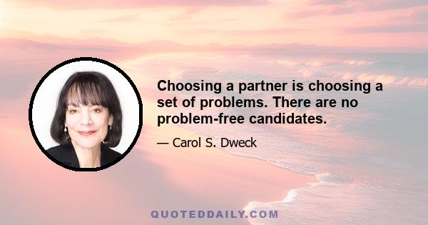 Choosing a partner is choosing a set of problems. There are no problem-free candidates.