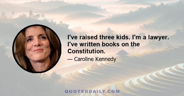 I've raised three kids. I'm a lawyer. I've written books on the Constitution.