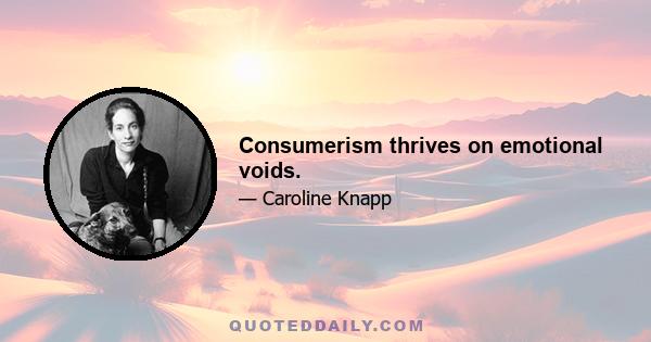 Consumerism thrives on emotional voids.