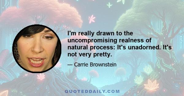 I'm really drawn to the uncompromising realness of natural process: It's unadorned. It's not very pretty.