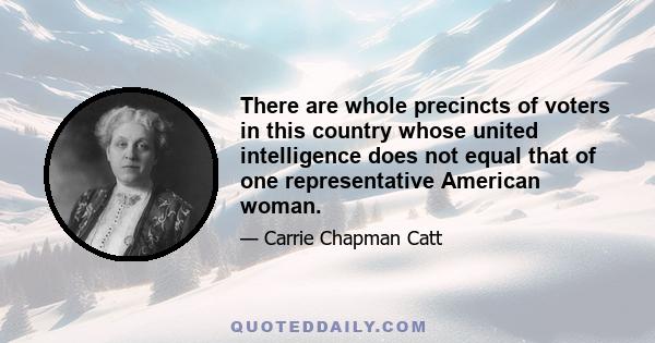 There are whole precincts of voters in this country whose united intelligence does not equal that of one representative American woman.