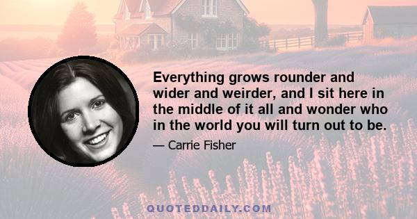 Everything grows rounder and wider and weirder, and I sit here in the middle of it all and wonder who in the world you will turn out to be.