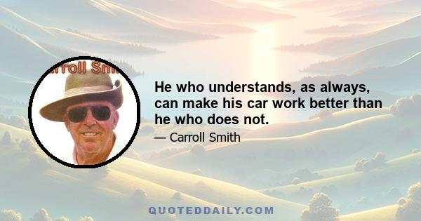 He who understands, as always, can make his car work better than he who does not.