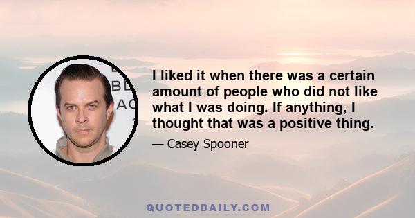 I liked it when there was a certain amount of people who did not like what I was doing. If anything, I thought that was a positive thing.