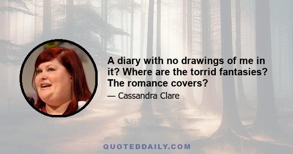 A diary with no drawings of me in it? Where are the torrid fantasies? The romance covers?