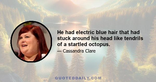 He had electric blue hair that had stuck around his head like tendrils of a startled octopus.