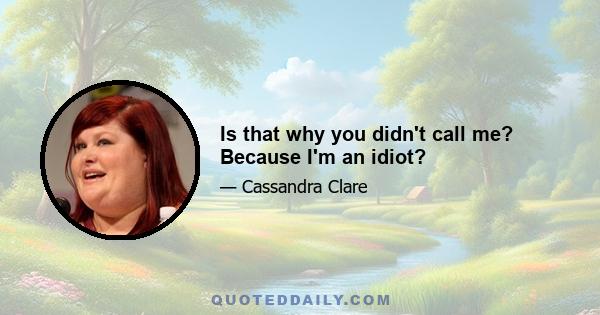 Is that why you didn't call me? Because I'm an idiot?