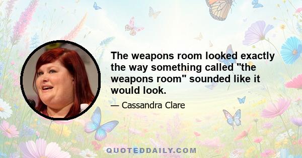 The weapons room looked exactly the way something called the weapons room sounded like it would look.