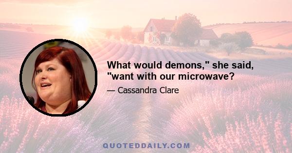 What would demons, she said, want with our microwave?