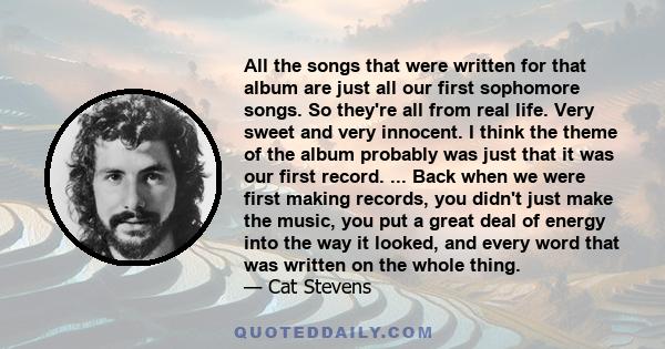 All the songs that were written for that album are just all our first sophomore songs. So they're all from real life. Very sweet and very innocent. I think the theme of the album probably was just that it was our first