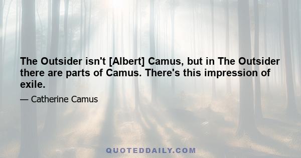 The Outsider isn't [Albert] Camus, but in The Outsider there are parts of Camus. There's this impression of exile.