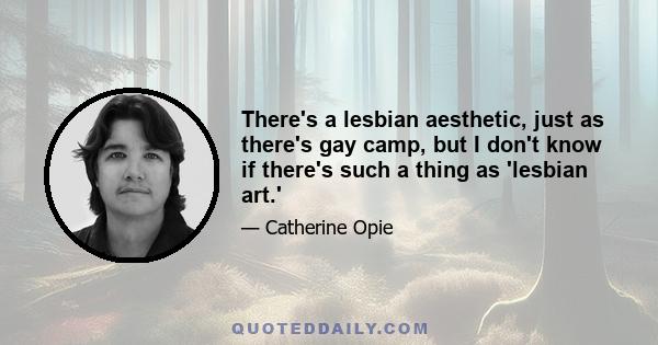 There's a lesbian aesthetic, just as there's gay camp, but I don't know if there's such a thing as 'lesbian art.'