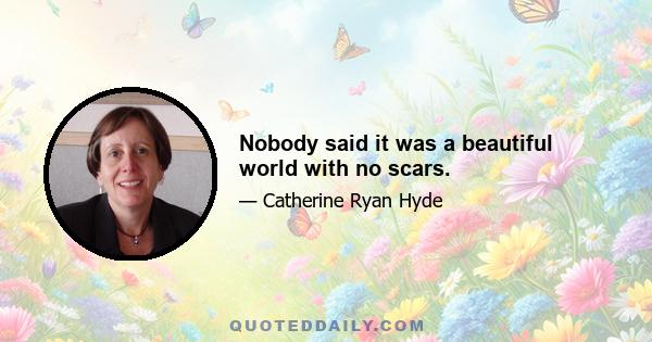 Nobody said it was a beautiful world with no scars.