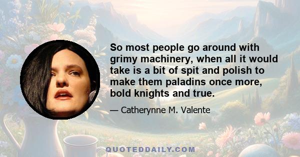 So most people go around with grimy machinery, when all it would take is a bit of spit and polish to make them paladins once more, bold knights and true.