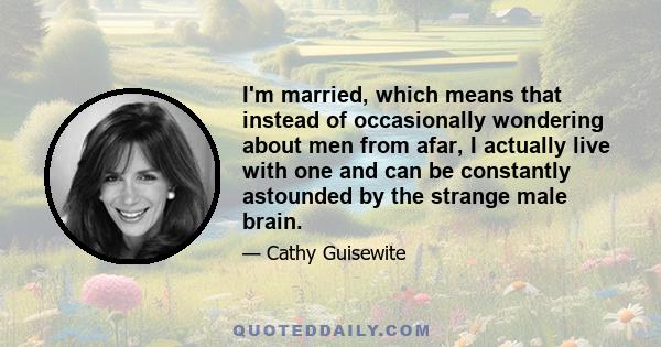 I'm married, which means that instead of occasionally wondering about men from afar, I actually live with one and can be constantly astounded by the strange male brain.