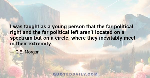 I was taught as a young person that the far political right and the far political left aren't located on a spectrum but on a circle, where they inevitably meet in their extremity.