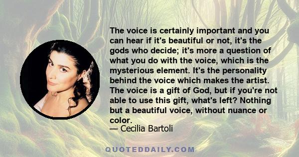 The voice is certainly important and you can hear if it's beautiful or not, it's the gods who decide; it's more a question of what you do with the voice, which is the mysterious element. It's the personality behind the